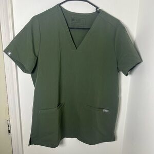FIGS Technical Collection V-Neck Scrub Top Olive Green Size M